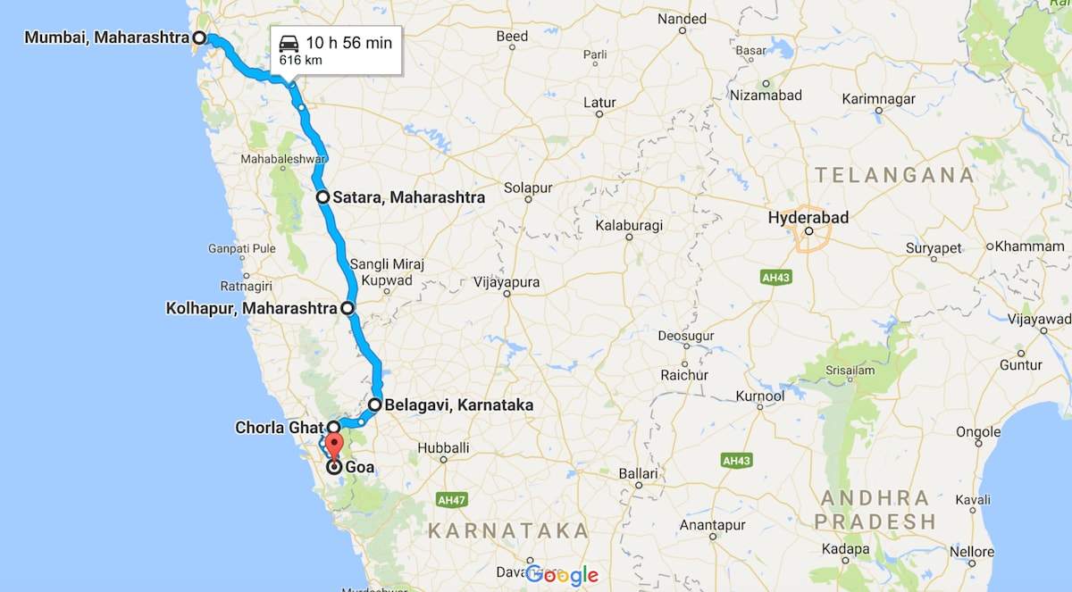 Mumbai To Kolhapur Road Map Mumbai To Goa Road Map | India Travel Forum