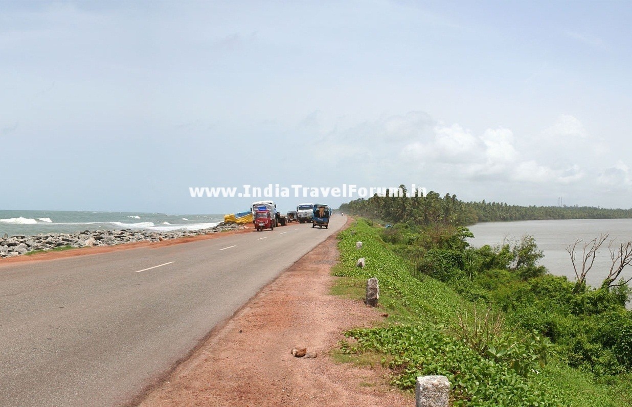 Maravanthe Beach from NH-66 / NH-17 with Souparnika River on Right