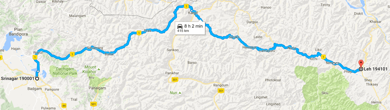 Srinagar to Leh